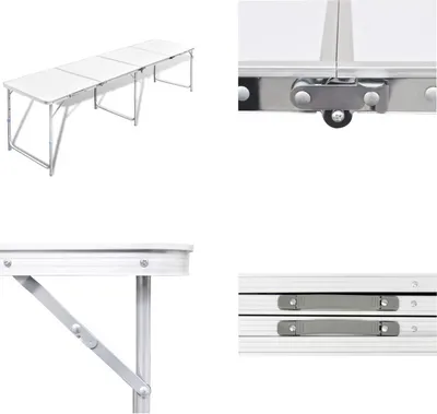 Produktbild von Campingtisch zusammenklappbar höhenverstellbar Aluminium 240 x 60 cm - Camping Möbel - Camping Möbel - Koffertisch - Campingtisch