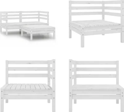 Produktbild von vidaXL 3 tlg. Garten Lounge Set Massivholz Kiefer Weiß - Garten-Lounge-Set - Garten-Lounge-Sets - Lounge-Set - Lounge-Sets