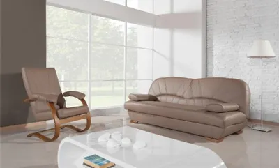 Produktbild von Design Sofa Echtleder Sofagarnitur 3+1 Sitz Modernes Couch Polster Garnitur Set