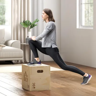Produktbild von Plyo Box Holz 3-in-1, Sprungbox plyometrisch, Jump Box Buchenholz, Naturholz | 40,5 x 35,5 x 30,5 cm | bis 120 kg | 3 Sprunghöhen