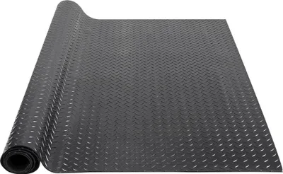 Produktbild von Diamantprofil-Gummibodenbelagrolle, 3 mm x 1,2 m x 2,4 m Garagenbodenmatte, SBR-Gummibodenbelagrolle für Garagen, leicht zu reinigen, Diamantprofil-Gummimatte für unter Autos, Garagenindustrie, Fitnessstudio, schwarz