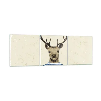 Produktbild von Bilder auf glas - 3 Teile - Hipster Anthropomorphismus Hirsch - 120x40cm - Glasbilder - Wandbilder - Bilder - Wanddekoration aus Glas - Glas Bilder - Wandbild auf Glas - GCA120x40-4227