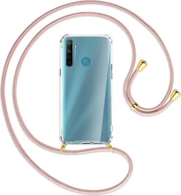 Produktbild von Handykette Backcover-Schutzhülle mit Band (Metall goldfarben) für Realme 5 / 5i - roségold