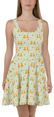 Produktbild von Mr. & Mrs. Panda Kleid Füchse Liebe XS - Grün - Geschenk, A-Linien-Kleid, Fuchs, Ehefrau, Damenkleid, Damen-Sommerkleid, Strandkleid, Partner, Sommerkleid, Paar