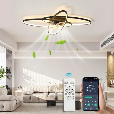 Produktbild von LED-Deckenventilator mit Beleuchtung,Deckenleuchte mit Ventilator65W Dimmbar,App und Fernbedienung,6 WindgeschwindigkeitenLeiser Deckenventilator mit Licht, Deckenleuchte für Wohnzimmer, Schlafzimmer