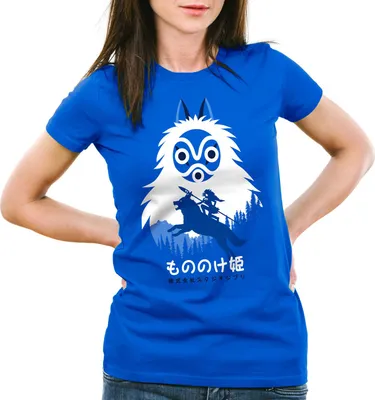 Produktbild von style3 Mononoke Hime Damen T-Shirt wolf prinzessin anime, Farbe:Blau, Größe:L