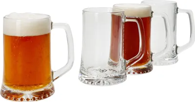 Produktbild von 4x Artisan Bierkrug 250ml mit Sternboden & Henkel Bierhumpen klar 0,25L aus Glas