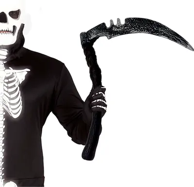 Immagine prodotto di Halloween Falce Scheletro Prop Costume spaventoso Decorazione Horror Festival, Colore: Nero