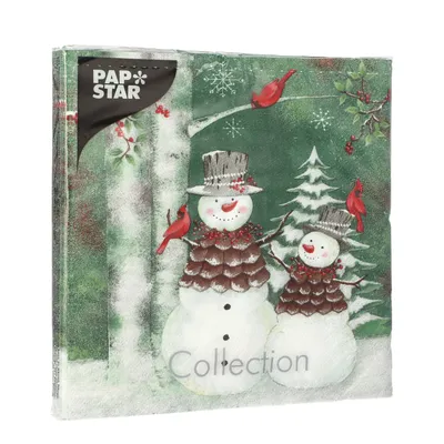 Obrázek produktu pro PAPSTAR 88676 PAPSTAR Weihnachts-Motivservietten "Forest Snowmen"