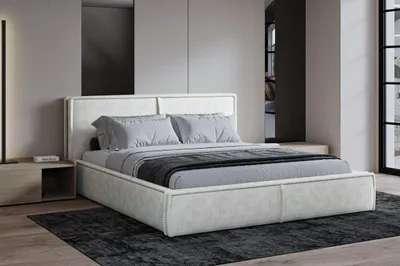 Produktbild von MOEBLO Polsterbett Bett 04 – Doppelbett mit Cord Bezug, Kopfstütze, gepolstertes Kopfteil, Rahmenbettgestell, Bettkasten und Lattenrost - 140x200 - Weiß (Poso 38)