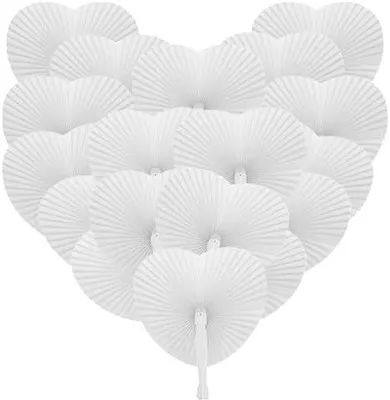 Produktbild von 72 Stück Fächer Hochzeit Herz Handfächer Weiß Hochzeit Gäste Geschenk Hochzeitsdekoration Hochzeitsgastgeschenke Papierfächer für Hochzeit