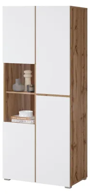Immagine prodotto di Vetrina HAVANA – Eleganza minimalista in rovere chiaro e bianco opaco - Senza LED