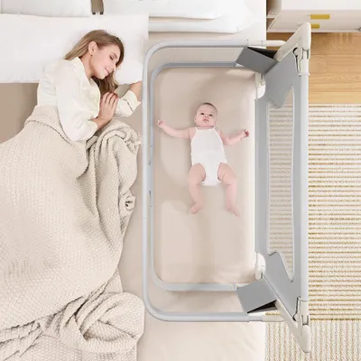 Produktbild von Rausfallschutz Bett 120x50cm,3 in 1 Baby Beistellbett und Bettgitter Baby,Klappbar Bett Schutzgitter für Kinder, Kinderbettschutzgitter für Babys