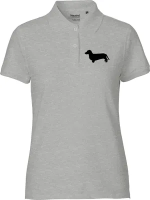 Produktbild von Huuraa Damen Polo Shirt Dackel Silhouette S Sport Grey Bio Baumwolle Fairtrade Poloshirt Geschenkidee