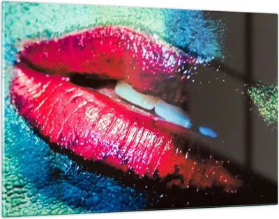Produktbild von Bilder auf glas - Lippen Gesicht Frau - 120x80cm - Glasbilder - Wandbilder - Kunstdruck - zum Aufhängen bereit - Wanddekoration aus Glas - Glas Bilder - Wandbild auf Glas - Einteilig - GAA120x80-0231