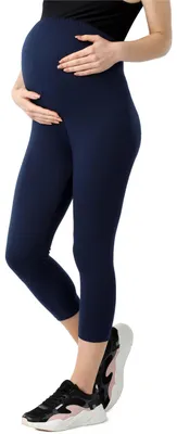 Produktbild von Be Mammy Damen 3/4 Umstandsleggings aus Baumwolle BE20-284 (Dunkelblau, L)