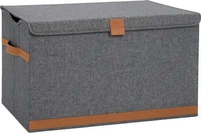 Produktbild von Storage Truhe, Holz/Karton verstärkt, BOXX'N SMILE®, 62x37,5x39cm, Leinen-Polyester, Farbe grau