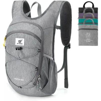 Produktbild von Faltbarer Tagesrucksack 20L Wanderrucksack Daypack Reisetasche Grau Polyester