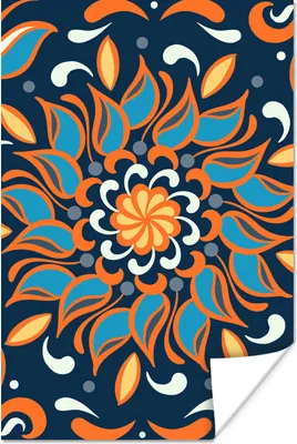 Produktbild von MuchoWow® Poster Sonnenblume - Blätter - Muster - Abstrakt 120x180 cm - Kunstposter