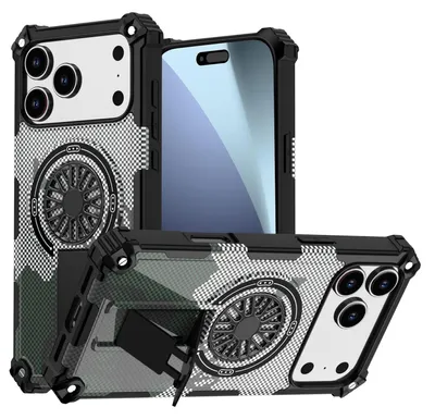 Immagine prodotto di Per Apple iPhone 17 Pro Max custodia mimetica MagSafe 360 Ring Hybrid Kickstand