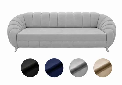 Produktbild von 3-Sitzer Schlafsofa Verno mit Bettfunktion & Bettkasten – moderne, elegante Polstersofa im Glamour-Stil, komfortabel, 285 cm fürs Wohnzimmer, hellgrau