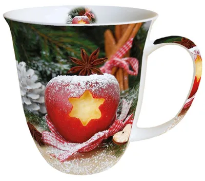 Porzellantasse 0,4 l Apfel mit Stern – Weihnachtsmotiv