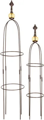 Produktbild von Obelisk Rankhilfe Metall - 2er-Set Rank- und Kletterhilfe für Pflanzen, Farbe:Braun