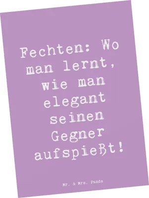 Produktbild von Mr. & Mrs. Panda Postkarte Spruch Fechten Eleganz - Lavendeltraum - Geschenk, Präzision, Teamsport, Grußkarte, Sportart, Ansichtskarte, Ansichtskarten, Sportler, Florett
