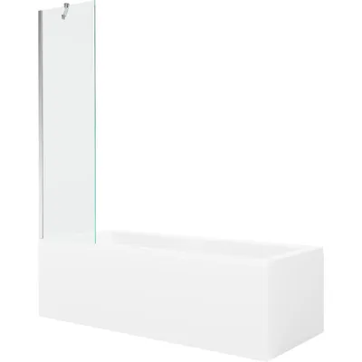 Obrázek produktu pro Mexen Cubik obdélníková vana 160 x 70 cm s pláštěm 1-křídlovou zástěnou 50 cm, Průhledné, Chromovaná - 550316070X9505000001