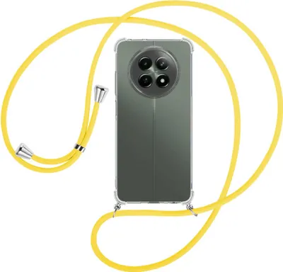 Produktbild von Handykette Backcover-Schutzhülle mit Band (Metall silberfarben) für Realme 12 5G / 12X 5G - gelb