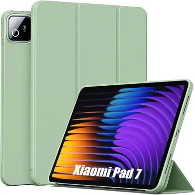 Image de Coque pour Xiaomi Pad 7 / 7 Pro, Protection Anti-Rayures avec Support Veille-Réveil - Vert