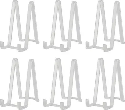 Produktbild von Unyqoos® Kunststoff-Tellerständer 15 cm, 6 Stück – Display- & Bilderhalter für Teller, Fotos, Bücher, Bilderrahmen, Tischdeko