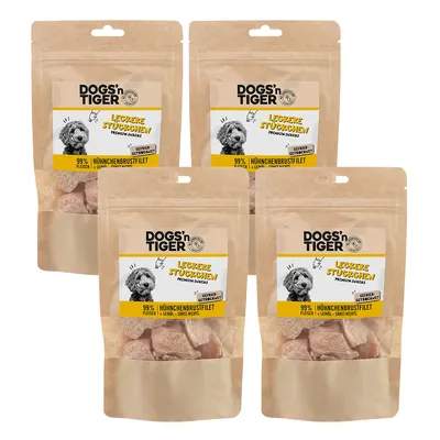 Obrázok produktu pre Dogs'n Tiger Adult Dog Snacks Lahodné kúsky, pochúťky, 99% lyofilizované kuracie prsné filé, 4x 80g