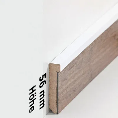 Produktbild von Design-Fußleiste für Vinylboden  "Frankfurt" - weiß - 56 mm Höhe (MDF foliert - 726.5131)
