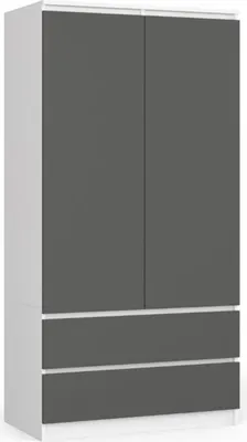 Obrázek produktu pro BDW Šatní skříň 2 dveře 2 zásuvky, zrcadlo, bílá / šedá, 180x90x51