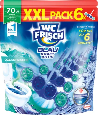 Produktbild von WC FRISCH Kraft Aktiv Duftspüler Blau Ozeanfrische 3x(6x50g), 3er Pack