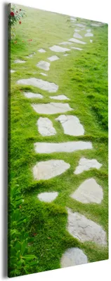 Produktbild von Wallario Premium Leinwandbild Steinweg im Grünen in Größe 30 x 75 cm