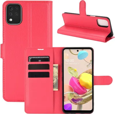 Produktbild von König Design Hülle kompatibel mit LG K42 Kunstleder Handyhülle - Handy Case Rot