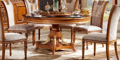 Immagine prodotto di Sala da pranzo rotonda + 6 sedie set di sedie tavolo rotondo tavoli in legno rotondo E68