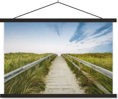 Produktbild von MuchoWow® Textilposter Strand - Weg - Himmel 60x40 cm mit schwarzem Rahmen - Hölzernes