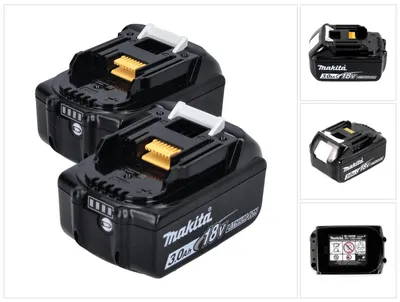 Immagine prodotto di Makita BL 1830 B Set 2x Batterie 18 V 3,0 Ah / 3000 mAh ( 2x 197599-5 ) con indicatore LED - originale, no replica