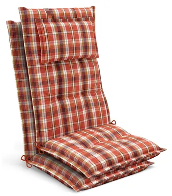 Produktbild von Beautissu HighLux HL, 120x50x7cm, Orange-rot-grün kariert, 2er Set, Outdoor