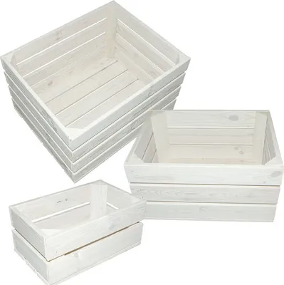 Immagine prodotto di 4iQ Scatola regalo in legno decorazione KIT 3 pezzi bianco per verdure