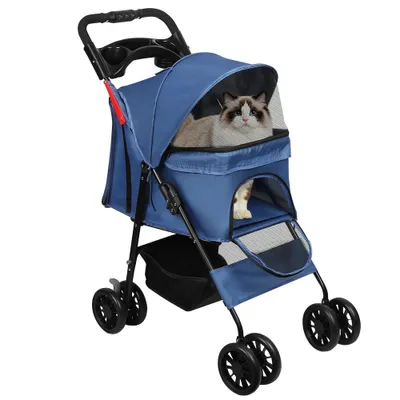 Produktbild von Hundewagen klappbar Transporttasche Hundebuggy bis 20kg Katzenwagen 4 Rad Haustierwagen