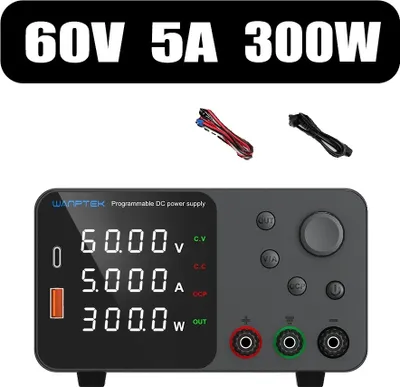 Image de Alimentation DC Wanptek, tension réglable jusqu'à 120V, courant réglable jusqu'à 10A, W-TPS605 Noir