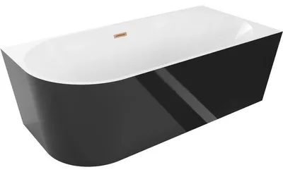 Obrázek produktu pro Mexen Mia volně stojící rohová vana pravá 160 x 80 cm, bílá/černá, přepad měď kartáčovaná - 52691608075P-65
