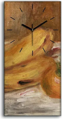 Produktbild von Wanduhr Bürouhr Leinwand Bild 30x60 Gemälde Früchte Orangen Bananen Kunst - schwarze Hände