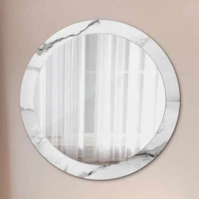 Produktbild von Ø80cm Modern Spiegel - Wandspiegel Wandmontage- Schlafzimmer - weiß marmor