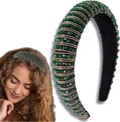Immagine prodotto di Camerazar Elegante fascia larga verde barocco con gioielli