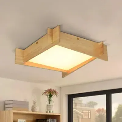 Produktbild von ZMH LED Deckenleuchten Wohnzimmer Holz Warmweiß Schlafzimmer Quadratische 41cm 22W  3000K  Flurlampe Modern Design für Küche Kinderzimmer Büro